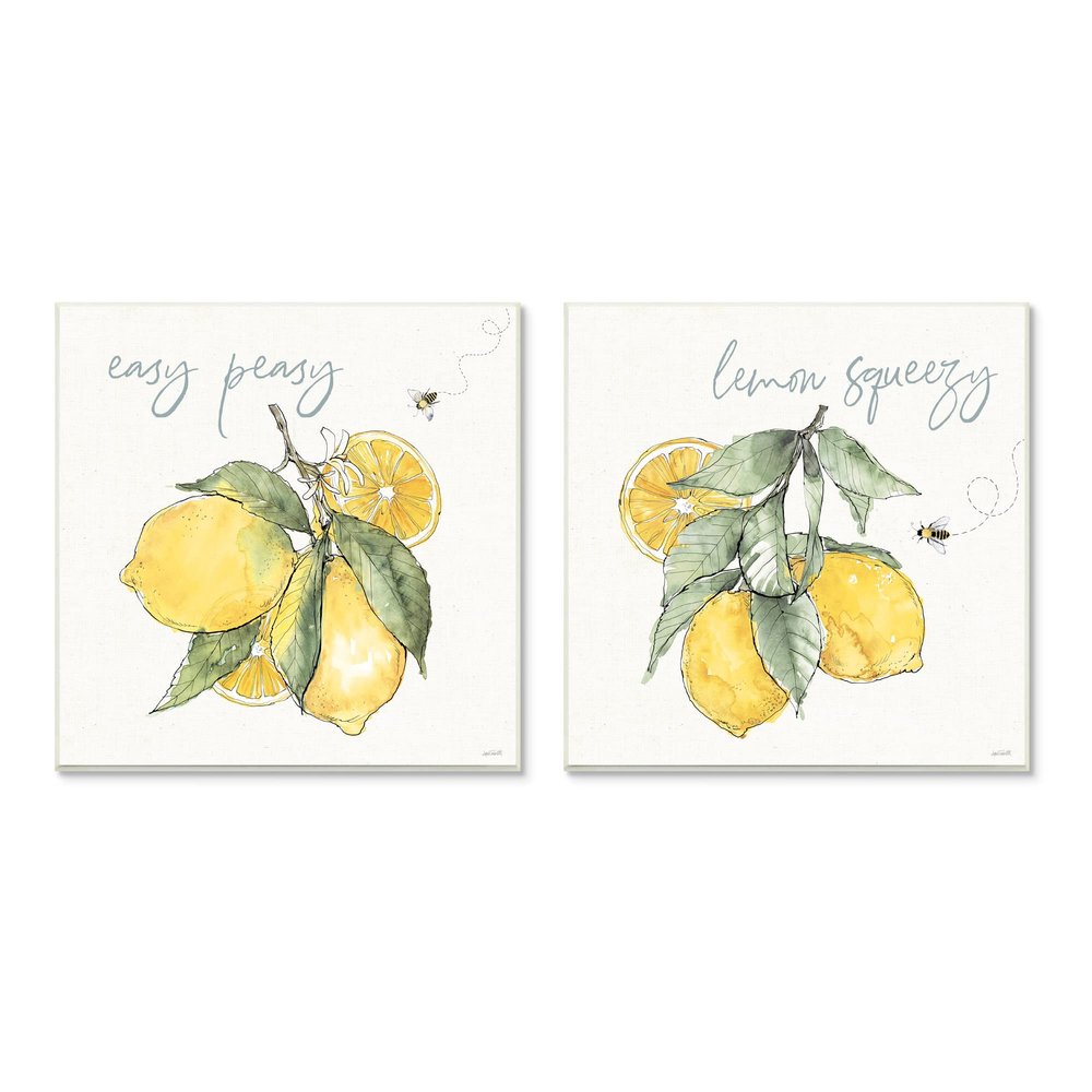 Stupell Industries Easy Peasy Lemon Squeezy Phrase Yellow Honey Bees