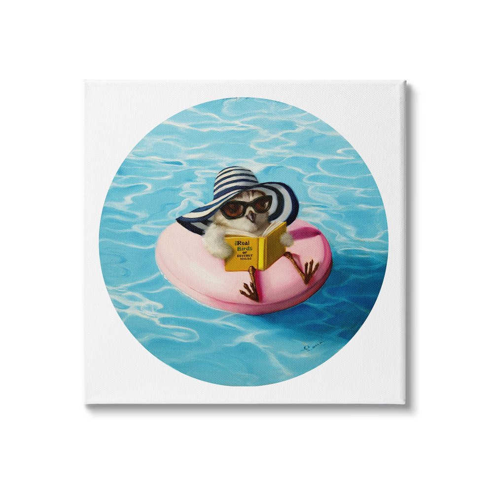Stupell Industries Bird Reading Book Pool Float Beverly Hills Sun Hat