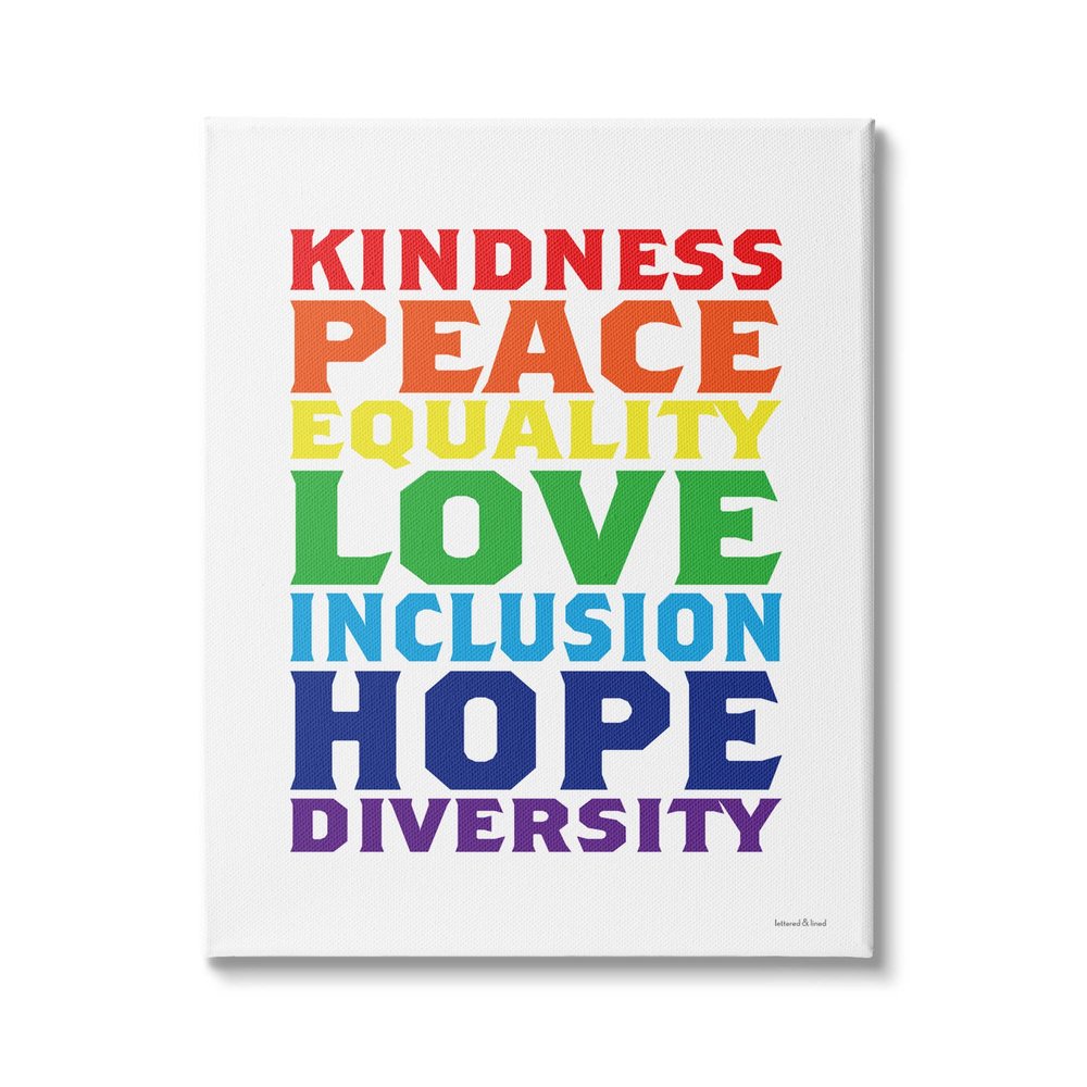 Stupell Industries Kindness Peace Equality Phrases Rainbow Inclusive Terms