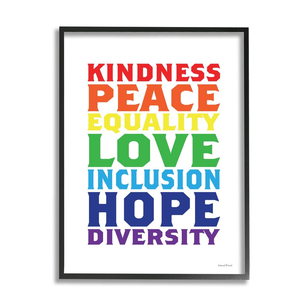 Stupell Industries Kindness Peace Equality Phrases Rainbow Inclusive Terms