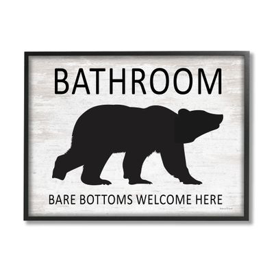 Stupell Industries Bathroom Bare Bottoms Welcome Here Funny Rustic Bear