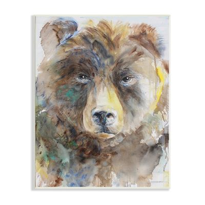 Stupell Industries Abstract Watercolor Brown Bear Portrait Wild Forest Animal