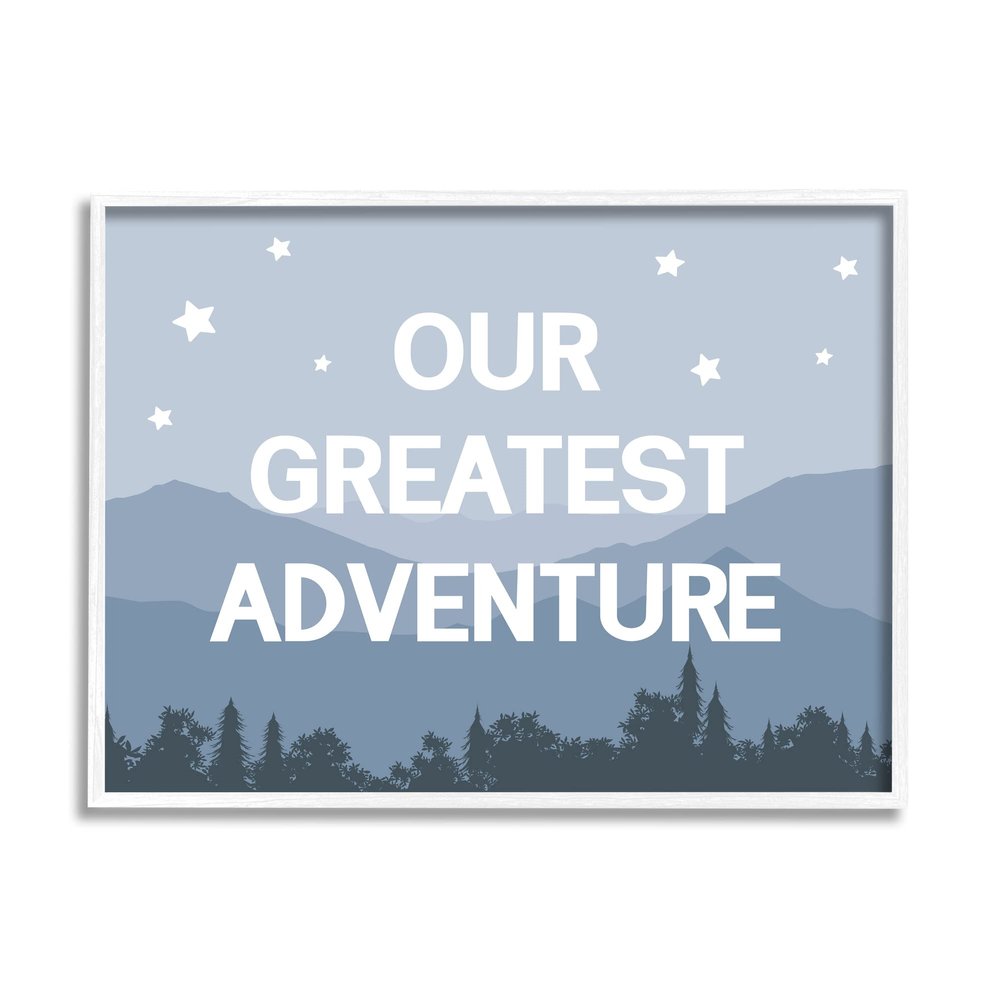 Stupell Industries Our Greatest Adventure Phrase Mountain Forest Starry Sky