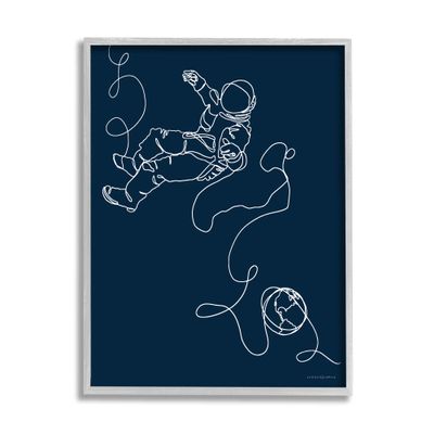 Stupell Industries Astronaut in Outer Space Over Earth Line Drawing