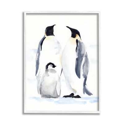 Stupell Industries Winter Penguin Bird Family Soft Watercolor Arctic Animals