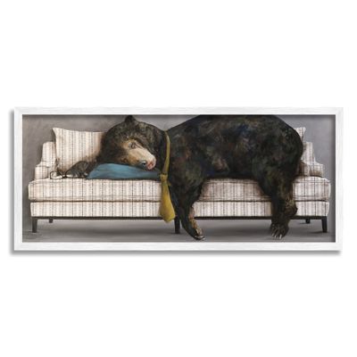 Stupell Industries Exhausted Papa Bear Sleeping Business Tie Modern Couch