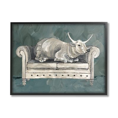 Stupell Industries Country Longhorn Cattle Resting Couch Green Gray