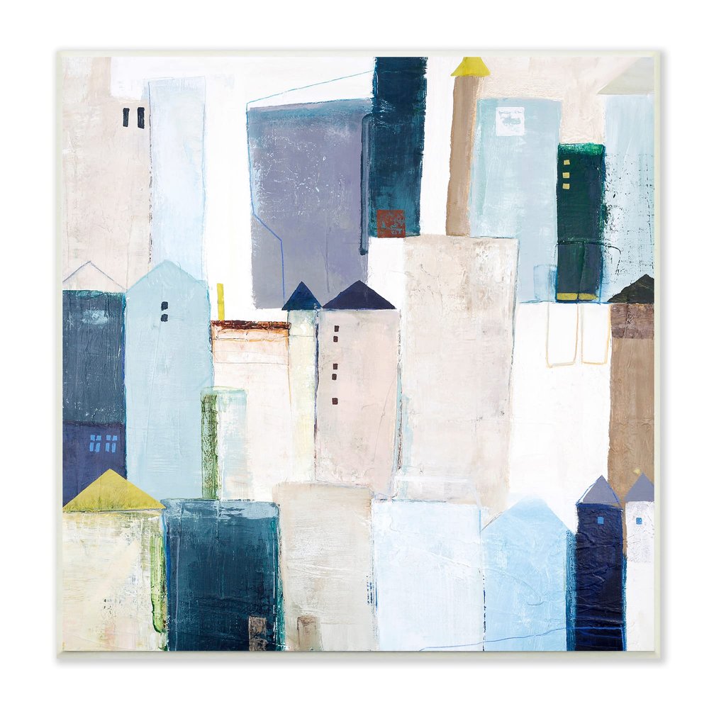 Stupell Industries Urban City Street Abstract Landscape Painting Blue Beige