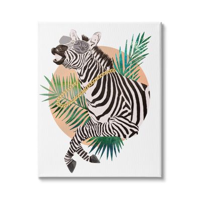 Stupell Industries Funny Funky Zebra Safari Animal Gold Chain Shades