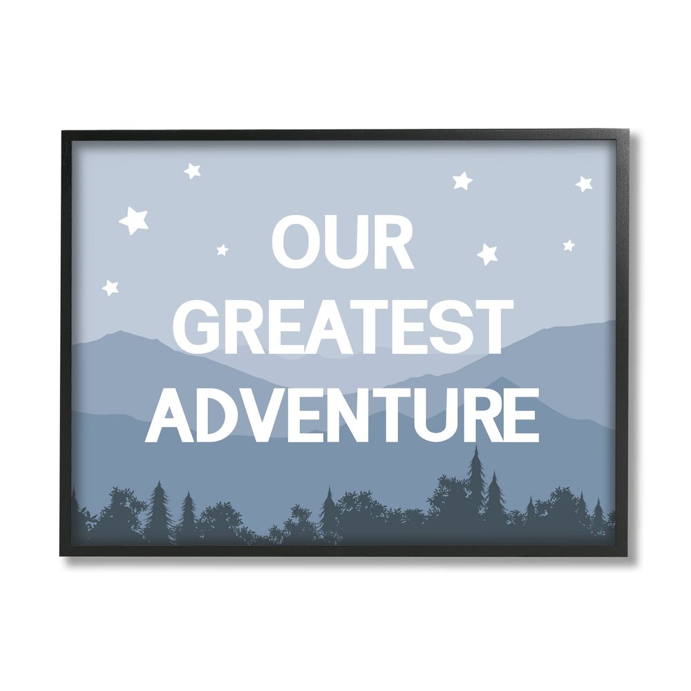 Stupell Industries Our Greatest Adventure Phrase Mountain Forest Starry Sky