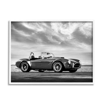 Stupell Industries Vintage Sports Convertible Car Beach Photography Black White
