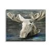 Stupell Industries Swimming Moose Rustic Forest Animal Portrait Lake Water, Designed by Stellar Design Studio White Framed Wall Art, 20 x 16 view 1