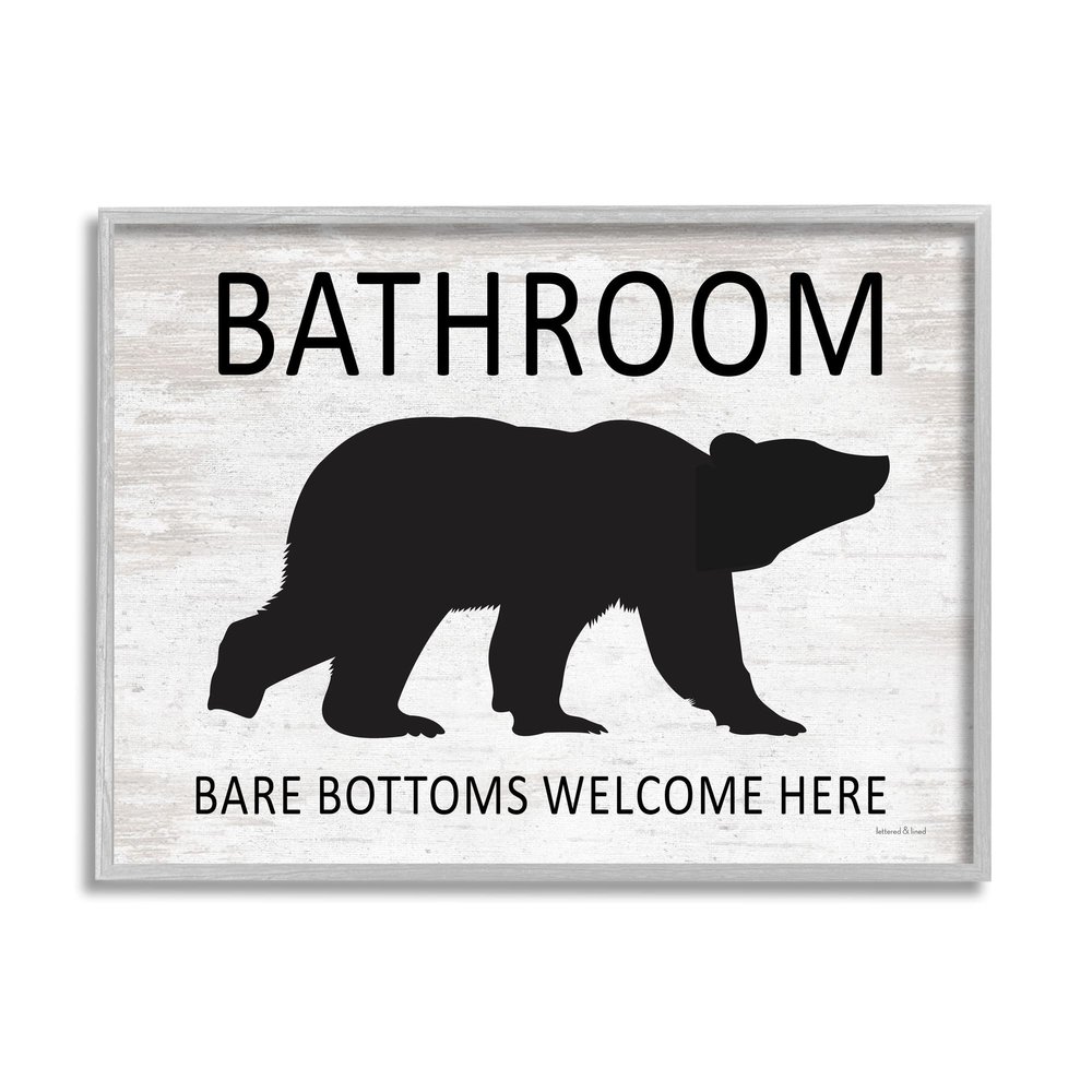 Stupell Industries Bathroom Bare Bottoms Welcome Here Funny Rustic Bear