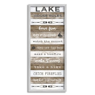 Stupell Industries Lake House Rules List Rustic Pattern Boat Oars