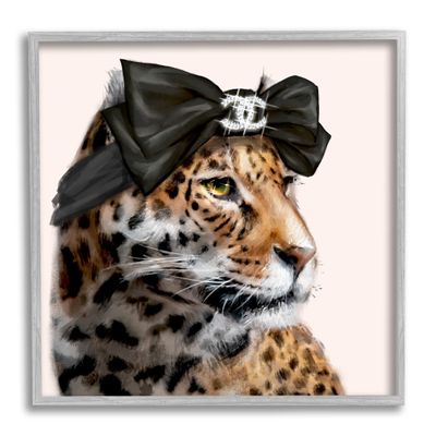Stupell Industries Fashion Leopard Chic Animal Black Bow Glam