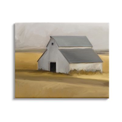 Stupell Industries Autumn Field Farmhouse Barn Landscape Cool Cloudy Sky