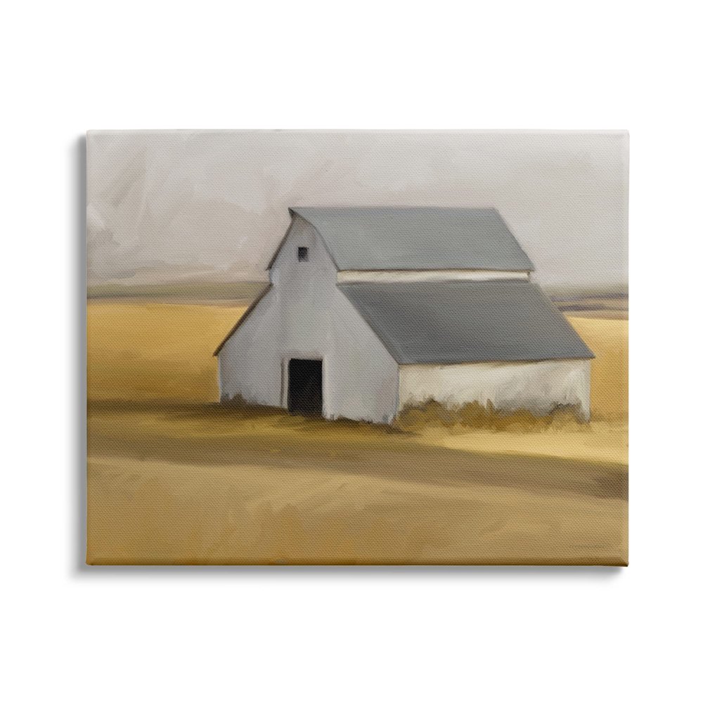 Stupell Industries Autumn Field Farmhouse Barn Landscape Cool Cloudy Sky