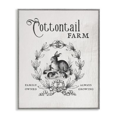 Stupell Industries Cottontail Farm Vintage Advertisement Rabbit Family Country Illustration
