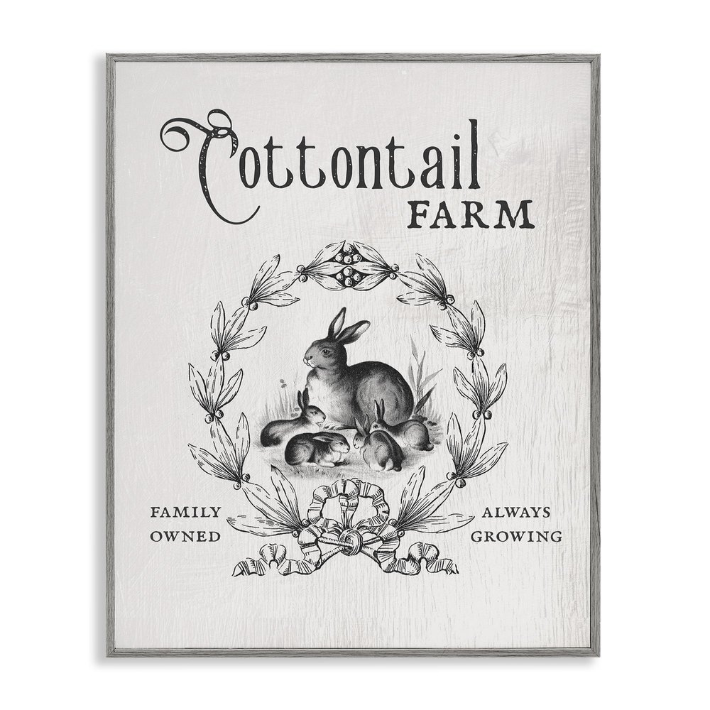 Stupell Industries Cottontail Farm Vintage Advertisement Rabbit Family Country Illustration
