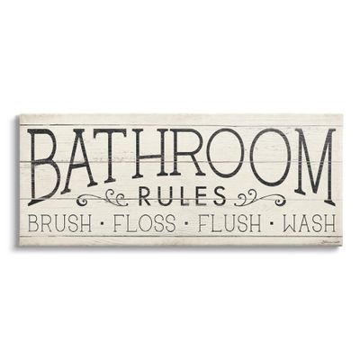 Stupell Industries Bathroom Rules Rustic Sign Brush Floss Flush Wash