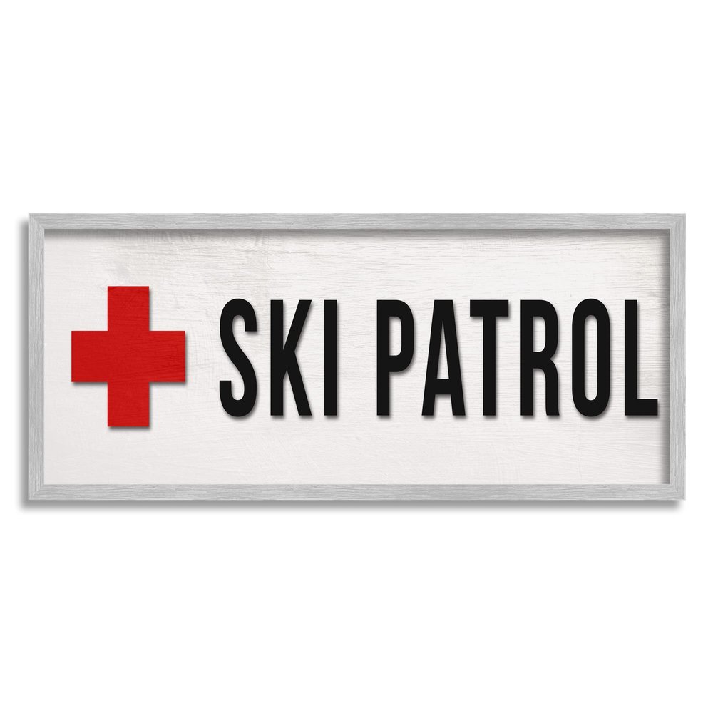 Stupell Industries Ski Patrol Red Cross Symbol Winter Mountain Sports