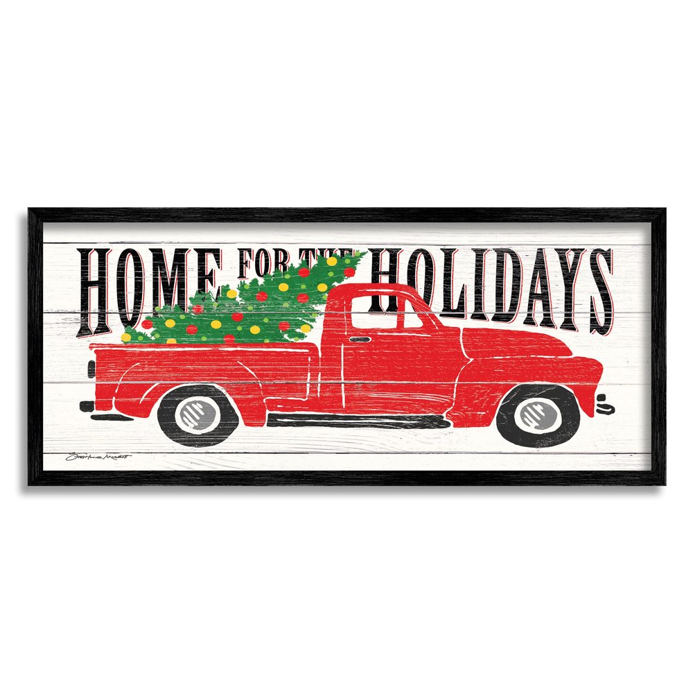 Stupell Industries Home for Holidays Phrase Vintage Red Truck Christmas