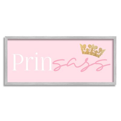 Stupell Industries Princess Sassy Girl Princess Pun Royal Crown Pink