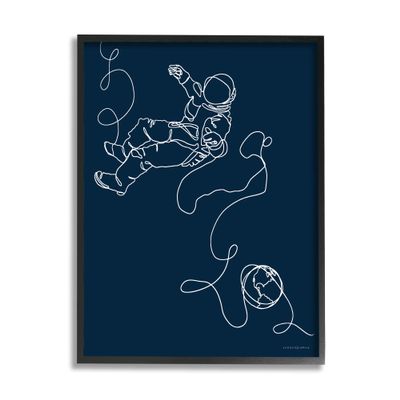Stupell Industries Astronaut in Outer Space Over Earth Line Drawing
