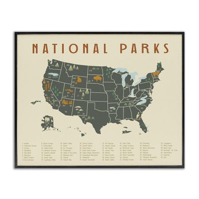 United States National Parks Adventure, 24 x 30 Inch Framed Gicle Print