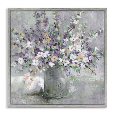 Stupell Industries Blossoming Aster Flower Bouquet Soft Purple Bouquet Painting Framed Wall Art, Design by Carol Robinson, 24 x 24