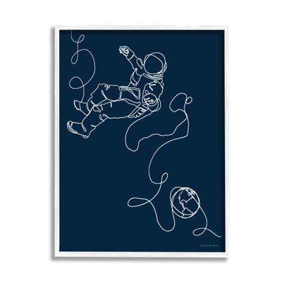 Stupell Industries Astronaut in Outer Space Over Earth Line Drawing
