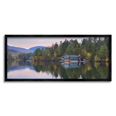 Stupell Industries Outdoor Lake House Landscape Autumn Fir Trees Photography