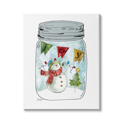 Stupell Industries Joy Text Snowman Christmas Tree Lights Country Jar