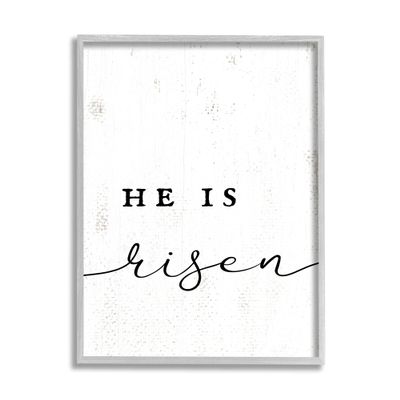 Stupell Industries He is Risen Phrase Rustic Pattern Minimal Text