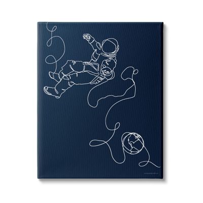Stupell Industries Astronaut in Outer Space Over Earth Line Drawing