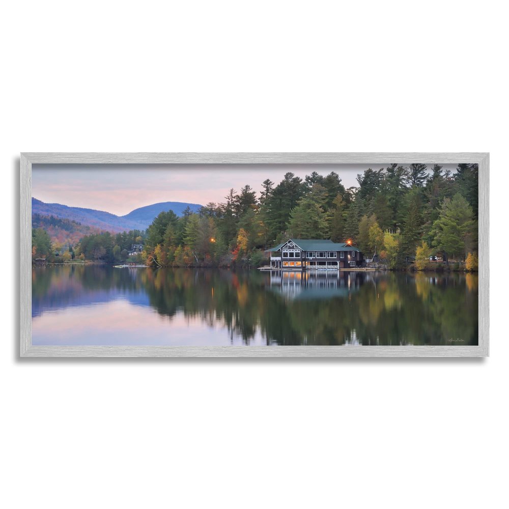 Stupell Industries Outdoor Lake House Landscape Autumn Fir Trees Photography