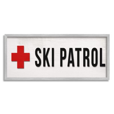 Stupell Industries Ski Patrol Red Cross Symbol Winter Mountain Sports