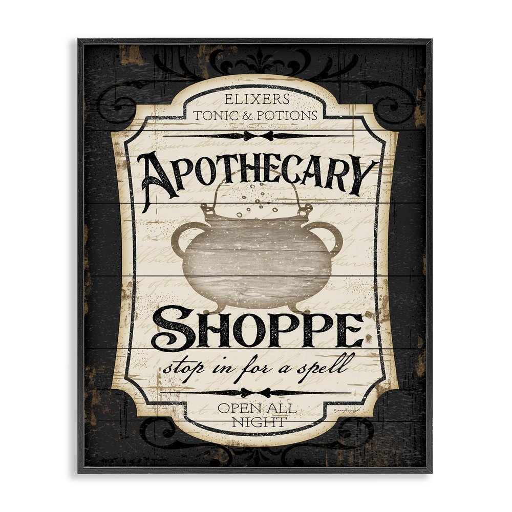 Stupell Industries Apothecary Shoppe Spooky Halloween Sign Witch Potion Cauldron
