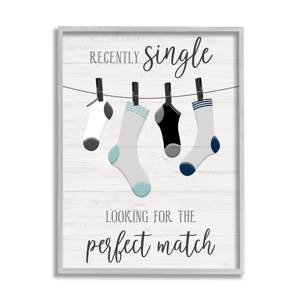 Stupell Industries Recently Single for Perfect Match Laundry Sock Sign