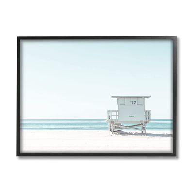 Stupell Industries Sun Bleached Blue Coast Lifeguard Shelter Summer Photography