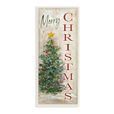 Stupell Industries Merry Christmas Greeting Festive Rustic Holiday Tree
