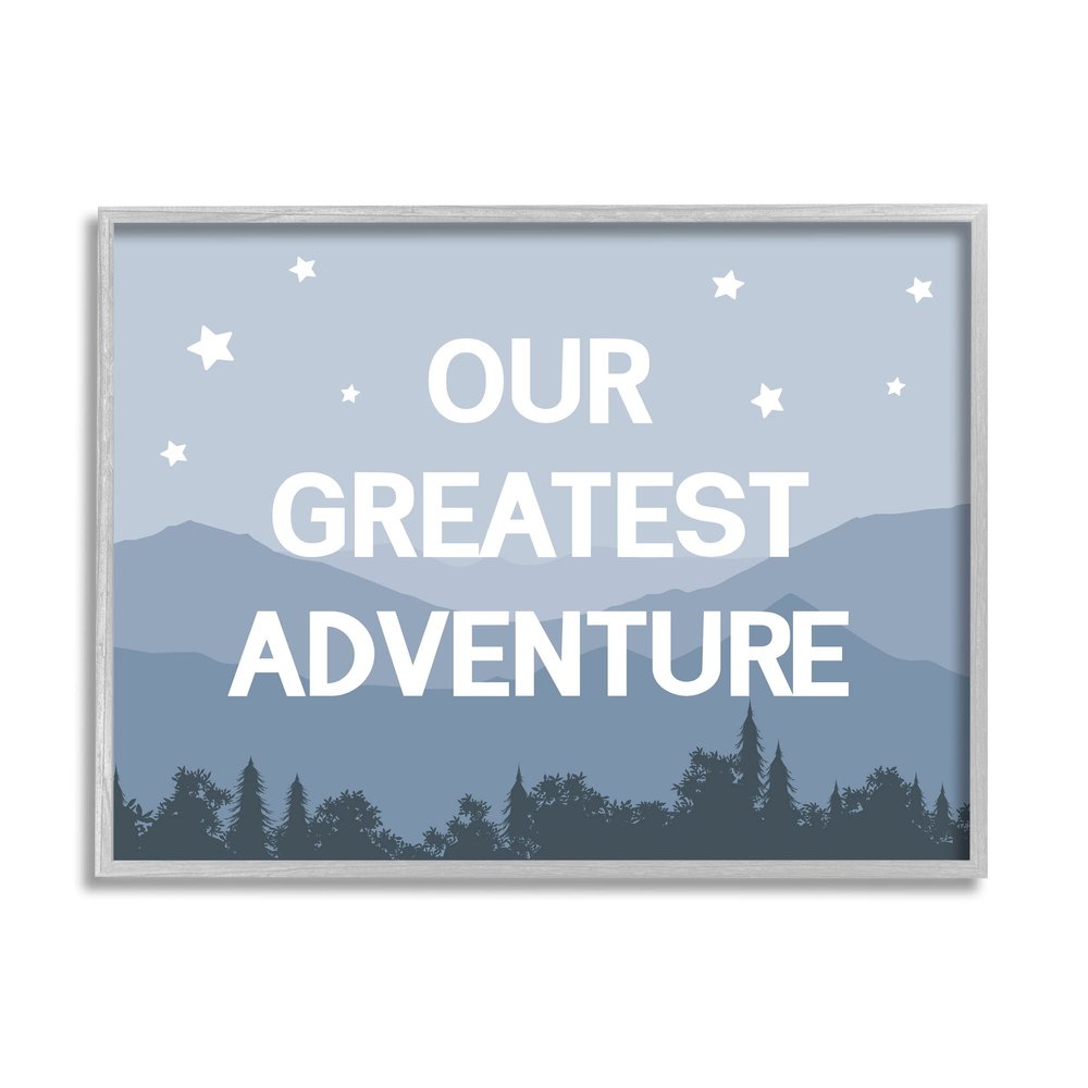 Stupell Industries Our Greatest Adventure Phrase Mountain Forest Starry Sky