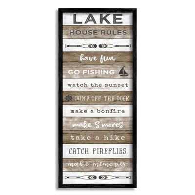 Lake House Rules List Rustic Pattern Boat Oars