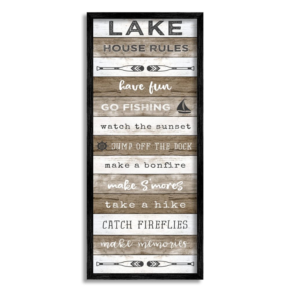 Lake House Rules List Rustic Pattern Boat Oars