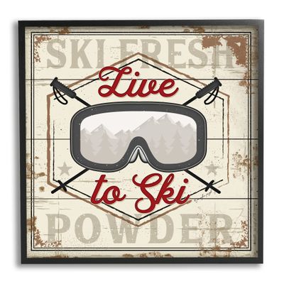 Stupell Industries Live to Ski Sport Goggles Fresh Powder
