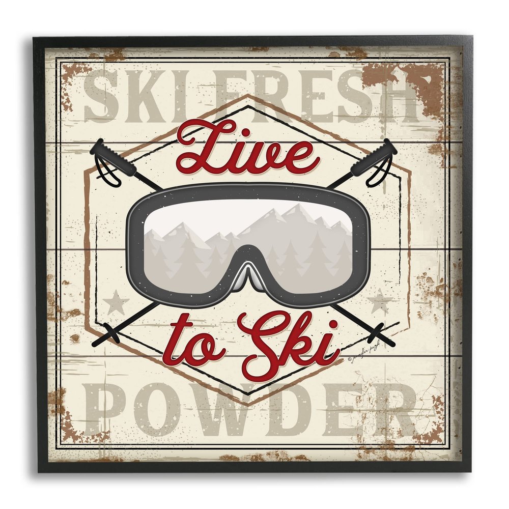 Stupell Industries Live to Ski Sport Goggles Fresh Powder