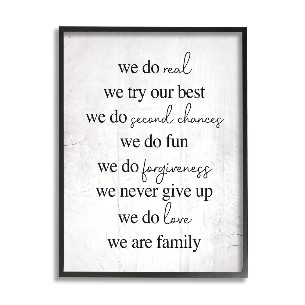 Stupell Industries We Do Second Chances We are Family Phrase