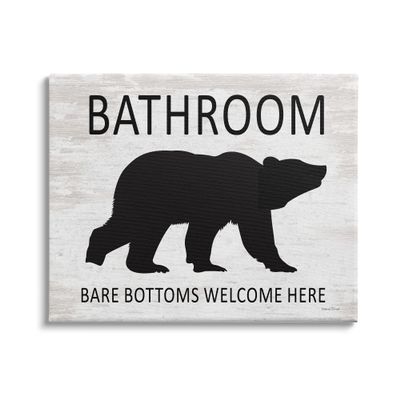 Stupell Industries Bathroom Bare Bottoms Welcome Here Funny Rustic Bear