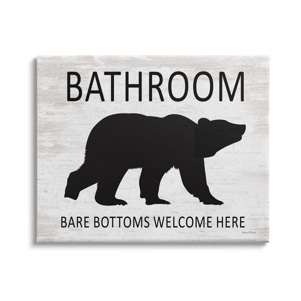 Stupell Industries Bathroom Bare Bottoms Welcome Here Funny Rustic Bear