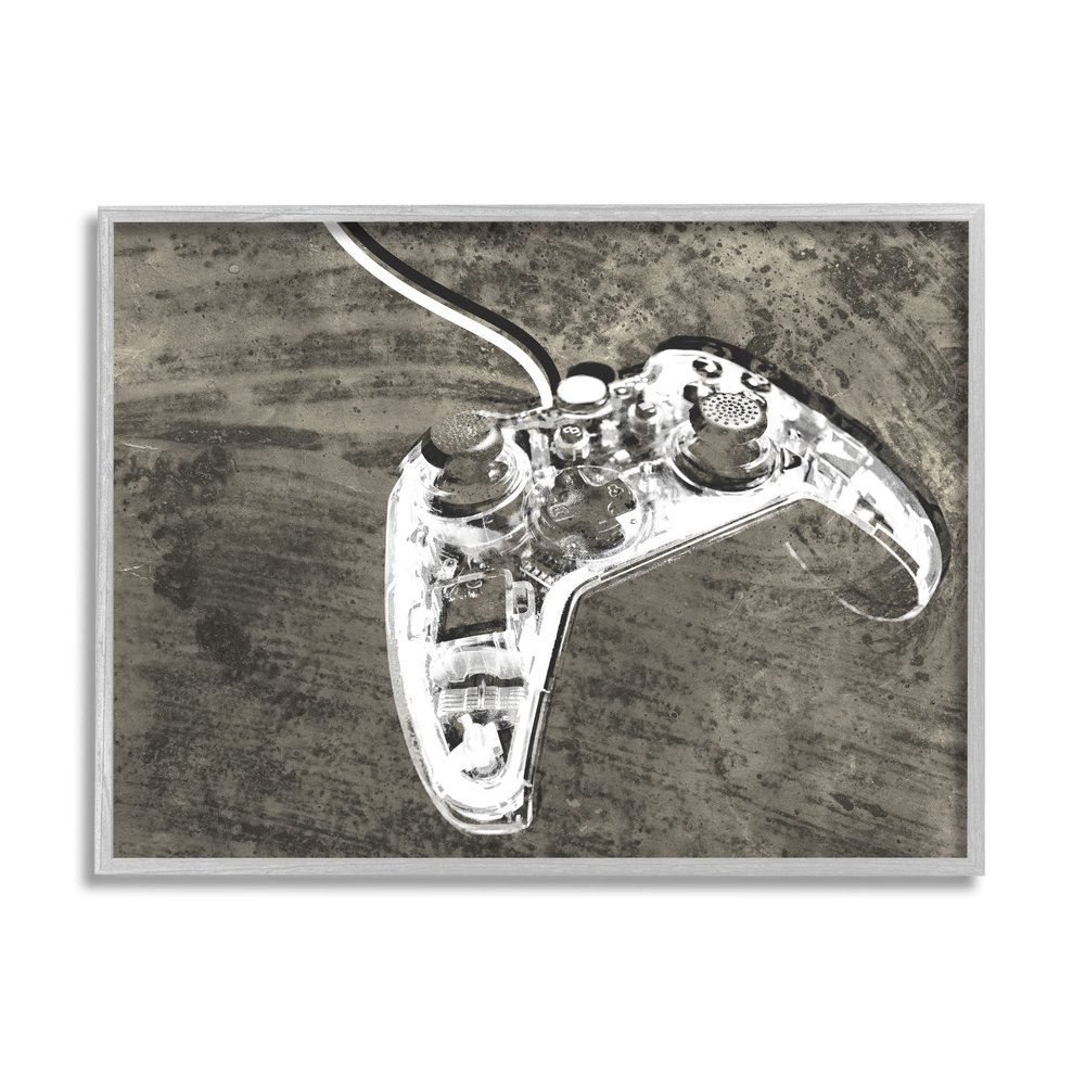 Stupell Industries Video Game Controller Over Rustic Wood Grain Pattern
